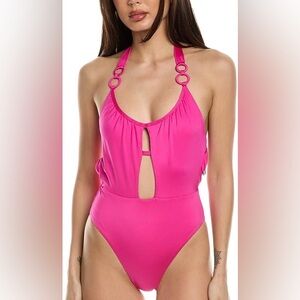 Trina Turk NWT Ring Halter Cutout One Piece Swimsuit
